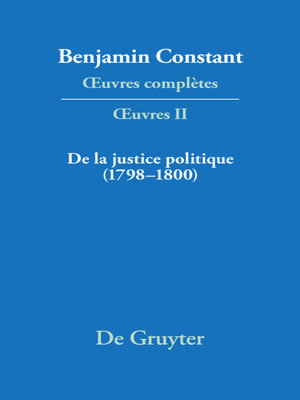 cover image of De la Justice politique (1798–1800), d'aprés l'«Enyuiry Concerning Political Justice» de William Godwin